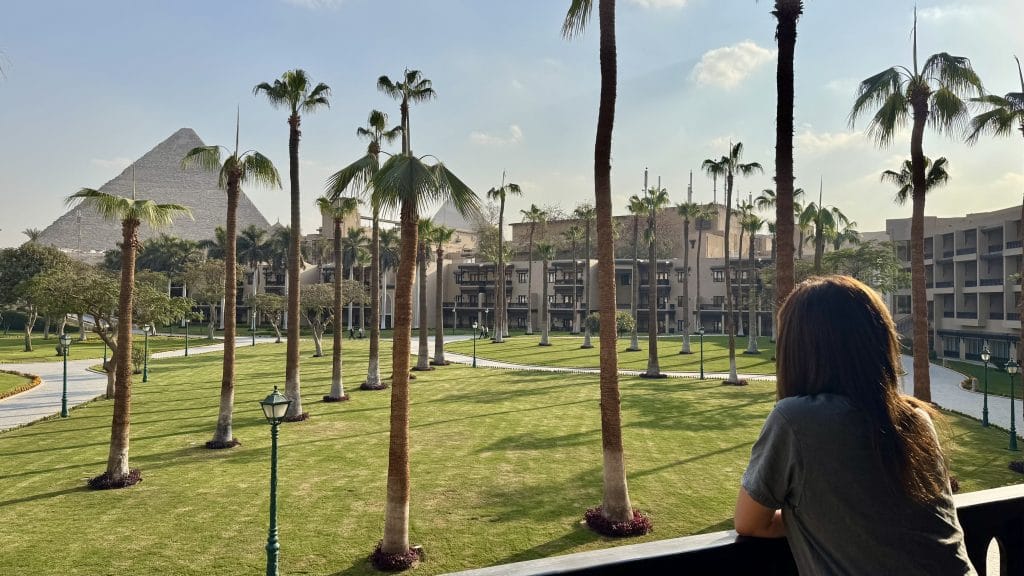 エジプトのマリオットメナハウスホテルからのピラミッドの景色